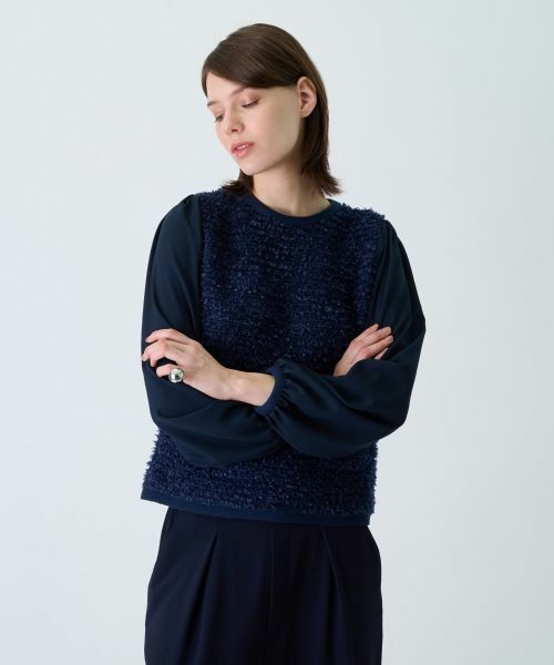 Leilian / レリアン ニット・セーター | 異素材コンビプルオーバー | 詳細15