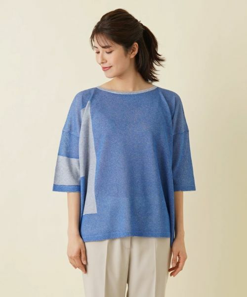 Leilian / レリアン ニット・セーター | 配色ライントップス【HAND】 | 詳細4