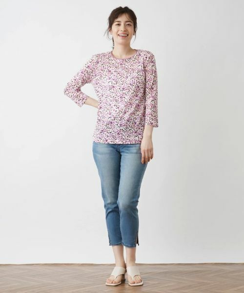 Leilian / レリアン カットソー | ドットプリント7分袖カットソー | 詳細15