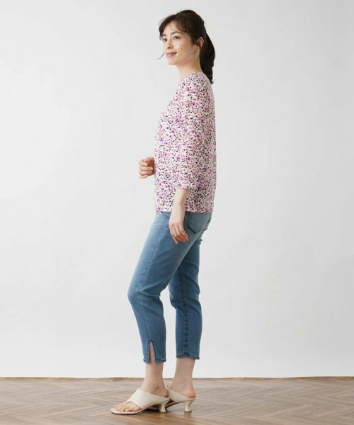 Leilian / レリアン カットソー | ドットプリント7分袖カットソー | 詳細16