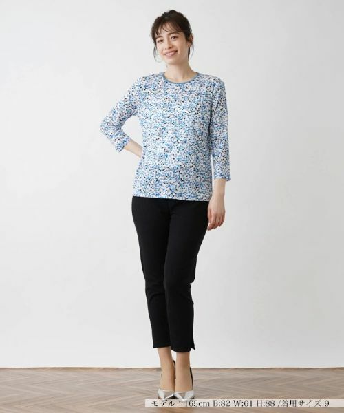 Leilian / レリアン カットソー | ドットプリント7分袖カットソー | 詳細4