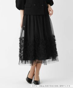 レリアン　黒　スカート レリアン Leilian レースロングフレアスカート【THE NEW