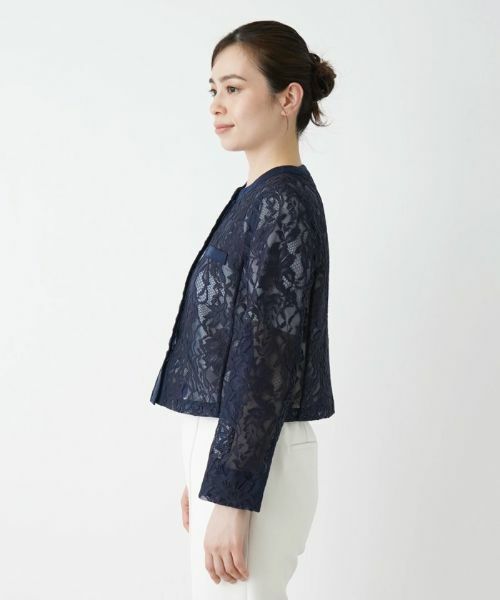 Leilian / レリアン テーラードジャケット | 総レースノーカラージャケット | 詳細14