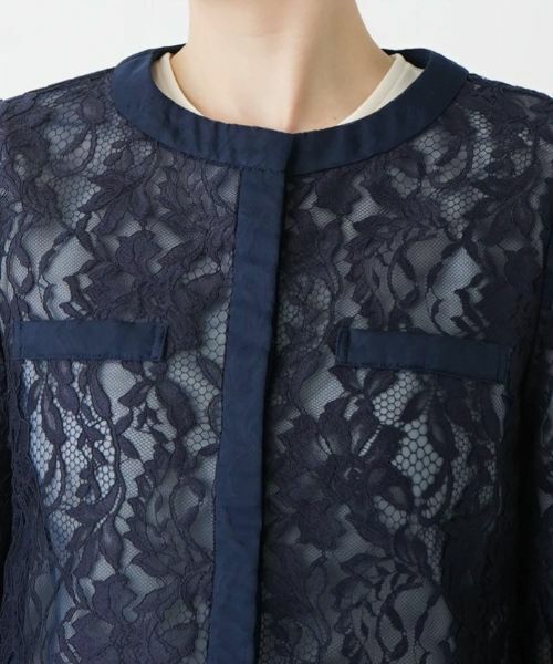 Leilian / レリアン テーラードジャケット | 総レースノーカラージャケット | 詳細16