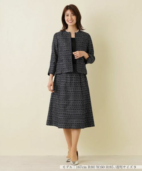 J2017【大きいサイズ◎2枚セット】レリアン/Leilian*春夏にも◎ポルカドット柄/プリーツ加工/ワイドパンツ/ブラック+タックパンツ/ホワイト Leilian レリアン シアー セットアップ 大きいサイズ 17+ レリアン