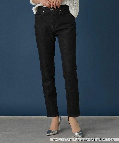 Leilian / レリアン デニムパンツ | スリムテーパードデニムパンツ【L JEANS】(ブラック)