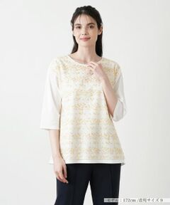 Leilian / レリアン カットソー | フラワーリーフ刺繍カットソー【Leilian WHITE LABEL】