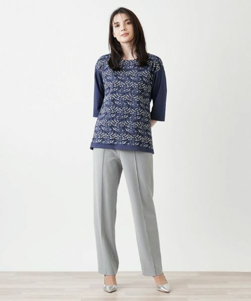 Leilian / レリアン カットソー | フラワーリーフ刺繍カットソー【Leilian WHITE LABEL】 | 詳細1