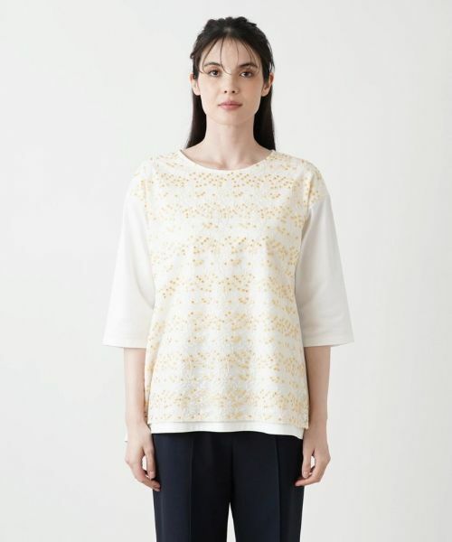 Leilian / レリアン カットソー | フラワーリーフ刺繍カットソー【Leilian WHITE LABEL】 | 詳細7