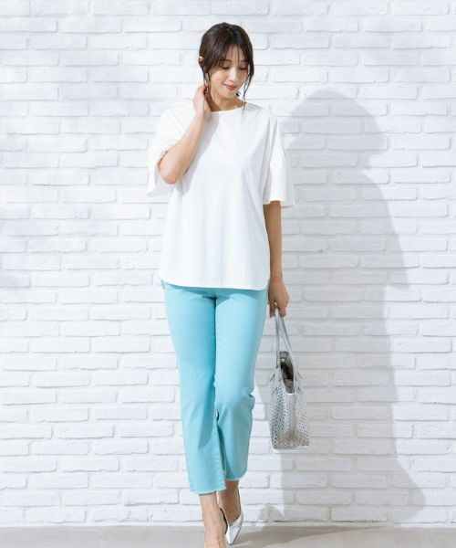 Leilian / レリアン デニムパンツ | ストレッチクロップドパンツ(コバルトブルー)