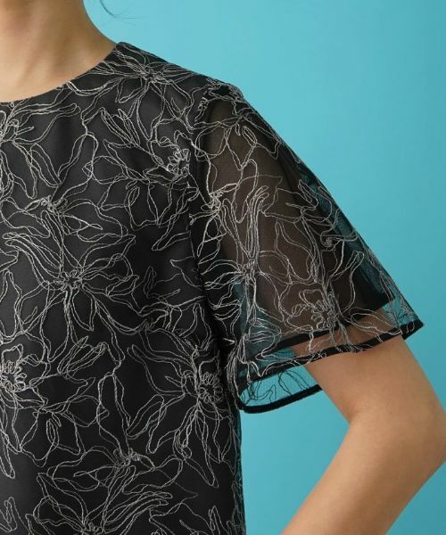 Leilian / レリアン シャツ・ブラウス | フラワー刺繍半袖プルオーバーブラウス | 詳細10