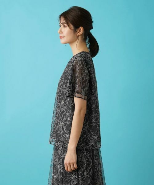 Leilian / レリアン シャツ・ブラウス | フラワー刺繍半袖プルオーバーブラウス | 詳細5