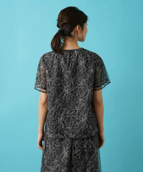 Leilian / レリアン シャツ・ブラウス | フラワー刺繍半袖プルオーバーブラウス | 詳細6