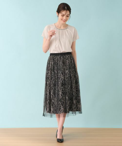 Leilian / レリアン ミニ・ひざ丈スカート | 刺繍スカート | 詳細3