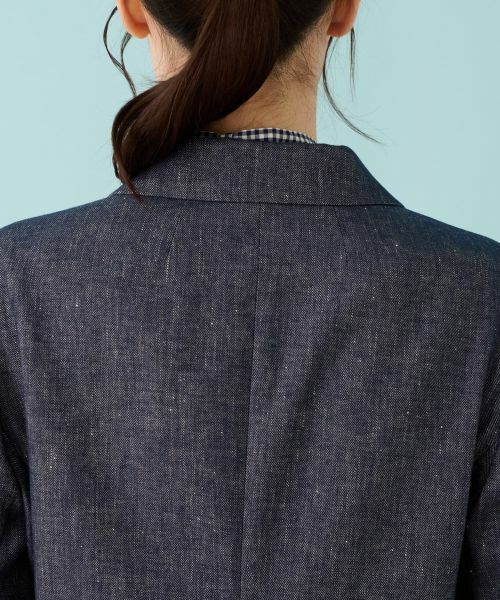 Leilian / レリアン テーラードジャケット | ストレッチデニム調ダブルブレストジャケット | 詳細10