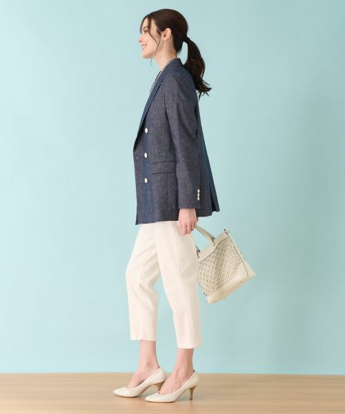 Leilian / レリアン テーラードジャケット | ストレッチデニム調ダブルブレストジャケット | 詳細15