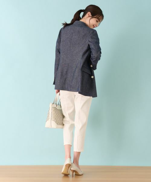 Leilian / レリアン テーラードジャケット | ストレッチデニム調ダブルブレストジャケット | 詳細18