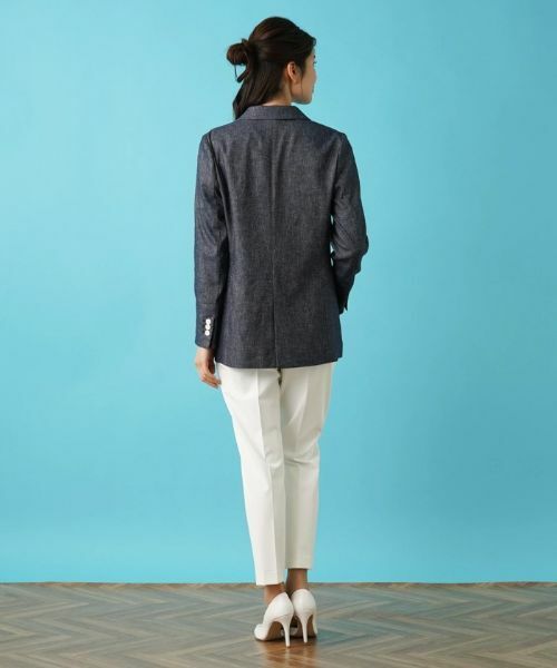 Leilian / レリアン テーラードジャケット | ストレッチデニム調ダブルブレストジャケット | 詳細22