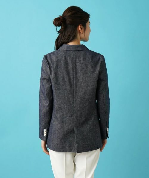 Leilian / レリアン テーラードジャケット | ストレッチデニム調ダブルブレストジャケット | 詳細25