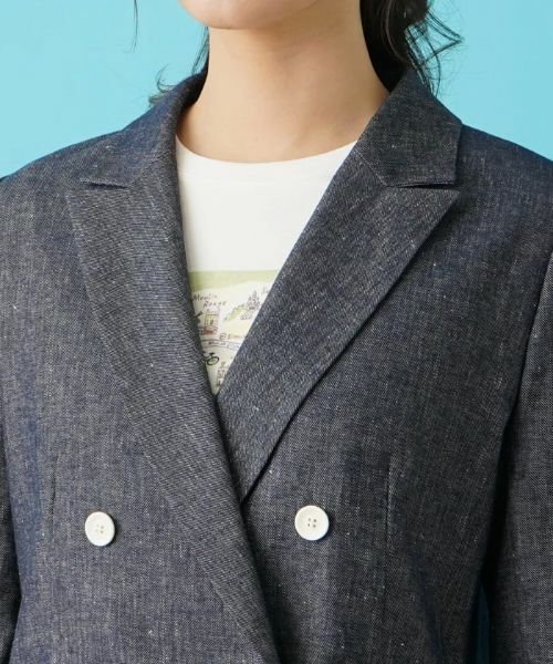 Leilian / レリアン テーラードジャケット | ストレッチデニム調ダブルブレストジャケット | 詳細26
