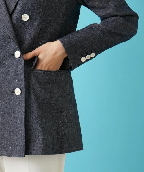 Leilian / レリアン テーラードジャケット | ストレッチデニム調ダブルブレストジャケット | 詳細29