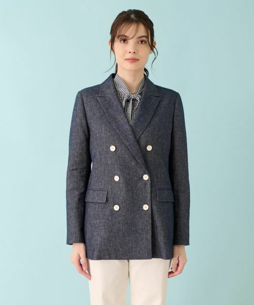 Leilian / レリアン テーラードジャケット | ストレッチデニム調ダブルブレストジャケット | 詳細6