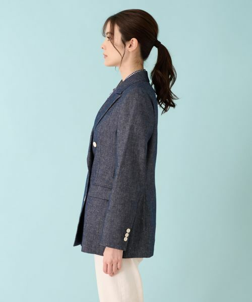 Leilian / レリアン テーラードジャケット | ストレッチデニム調ダブルブレストジャケット | 詳細7