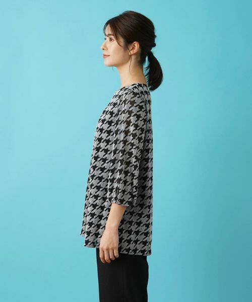 Leilian / レリアン シャツ・ブラウス | 洗える千鳥格子柄刺繍プルオーバーブラウス【パワーネット素材】 | 詳細5