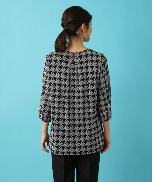 Leilian / レリアン シャツ・ブラウス | 洗える千鳥格子柄刺繍プルオーバーブラウス【パワーネット素材】 | 詳細6