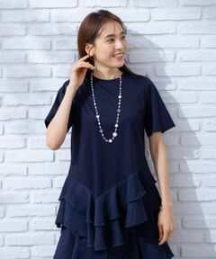 Leilian / レリアン カットソー | アシンメトリーフリル半袖カットソー