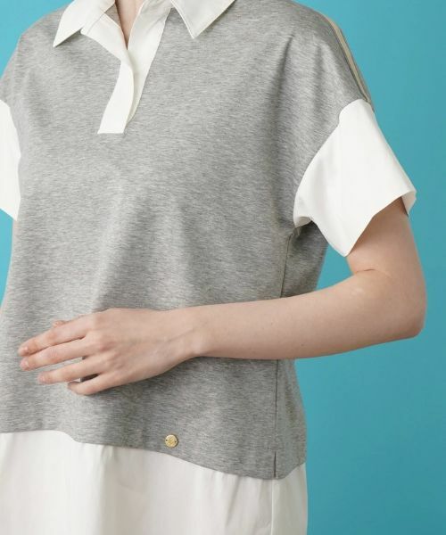 Leilian / レリアン シャツ・ブラウス | シャツ切替え半袖プルオーバー | 詳細10