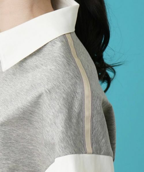 Leilian / レリアン シャツ・ブラウス | シャツ切替え半袖プルオーバー | 詳細11