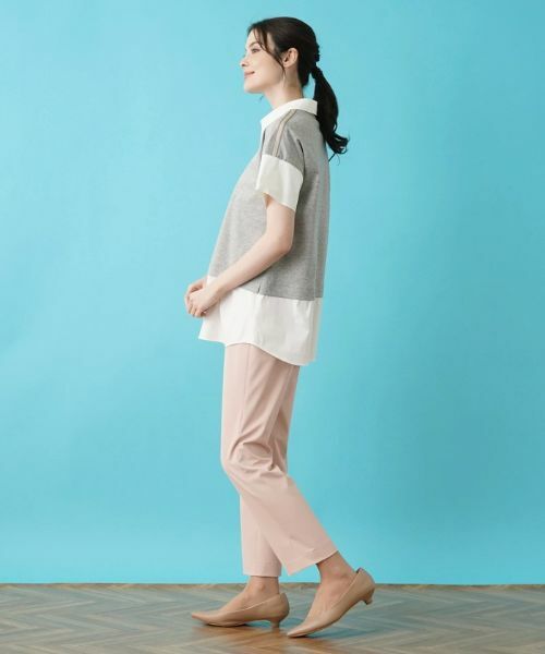 Leilian / レリアン シャツ・ブラウス | シャツ切替え半袖プルオーバー | 詳細2