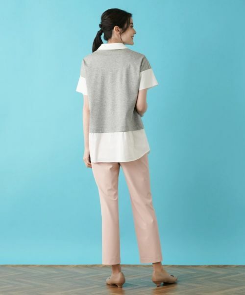 Leilian / レリアン シャツ・ブラウス | シャツ切替え半袖プルオーバー | 詳細3