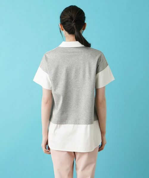 Leilian / レリアン シャツ・ブラウス | シャツ切替え半袖プルオーバー | 詳細6