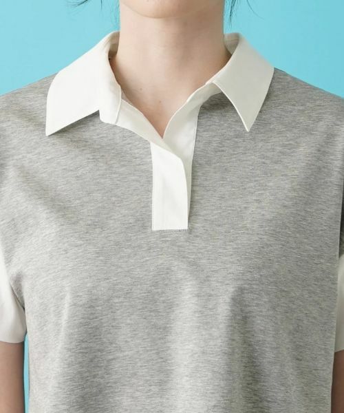 Leilian / レリアン シャツ・ブラウス | シャツ切替え半袖プルオーバー | 詳細7