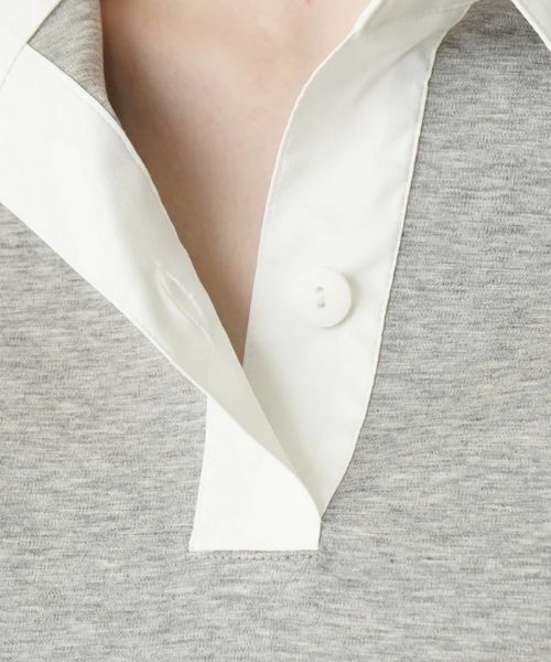 Leilian / レリアン シャツ・ブラウス | シャツ切替え半袖プルオーバー | 詳細8