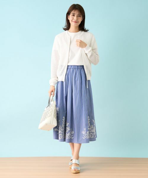 Leilian / レリアン カーディガン・ボレロ | アイレット柄前ジップカーディガン | 詳細1