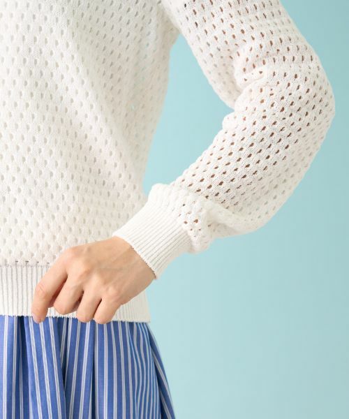 Leilian / レリアン カーディガン・ボレロ | アイレット柄前ジップカーディガン | 詳細10