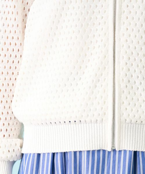 Leilian / レリアン カーディガン・ボレロ | アイレット柄前ジップカーディガン | 詳細11