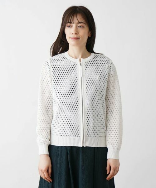Leilian / レリアン カーディガン・ボレロ | アイレット柄前ジップカーディガン | 詳細21