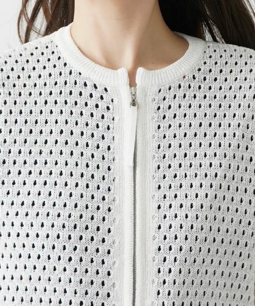 Leilian / レリアン カーディガン・ボレロ | アイレット柄前ジップカーディガン | 詳細24