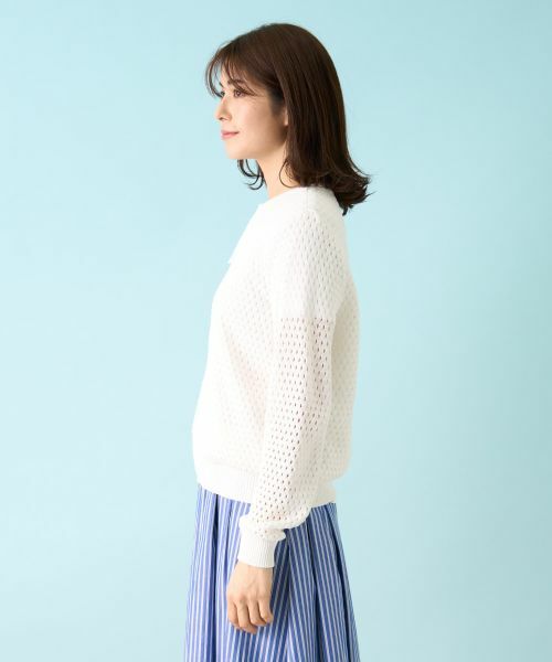 Leilian / レリアン カーディガン・ボレロ | アイレット柄前ジップカーディガン | 詳細6