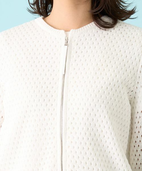 Leilian / レリアン カーディガン・ボレロ | アイレット柄前ジップカーディガン | 詳細8