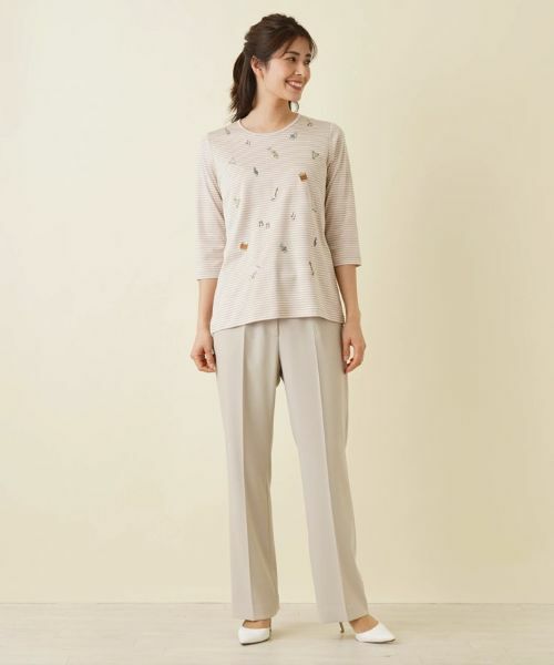 Leilian / レリアン Tシャツ | 7分袖ボーダーカットソー | 詳細1