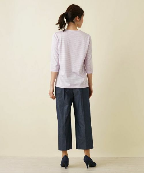 Leilian / レリアン Tシャツ | 7分袖ボーダーカットソー | 詳細11