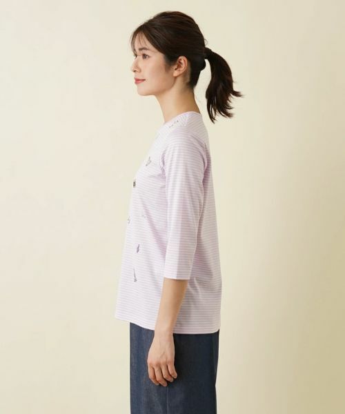 Leilian / レリアン Tシャツ | 7分袖ボーダーカットソー | 詳細13