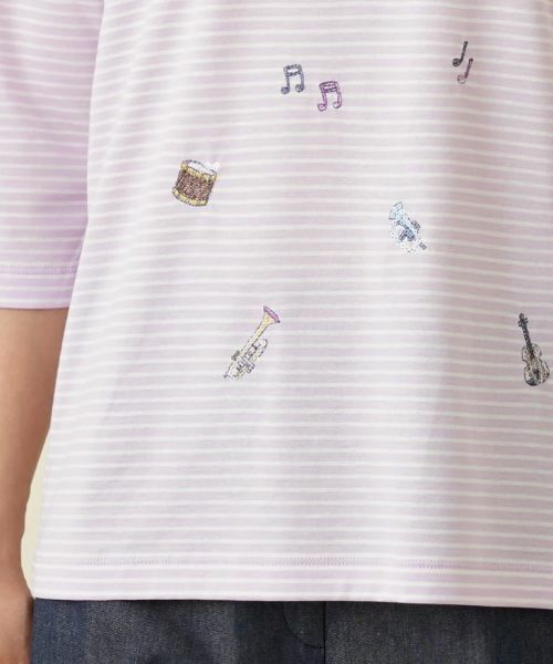 Leilian / レリアン Tシャツ | 7分袖ボーダーカットソー | 詳細18