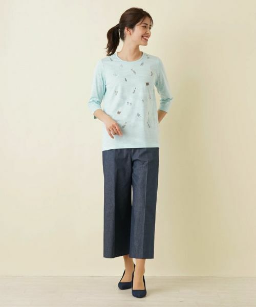 Leilian / レリアン Tシャツ | 7分袖ボーダーカットソー | 詳細20