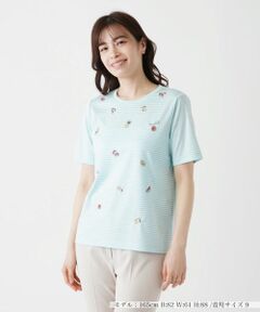 Leilian / レリアン Tシャツ | フルーツ刺繍ボーダーTシャツ